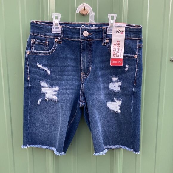 Girls Denim Distressed Skirts & Bermuda Vintage Straight High Rise Shorts Size L - Picture 6 of 15